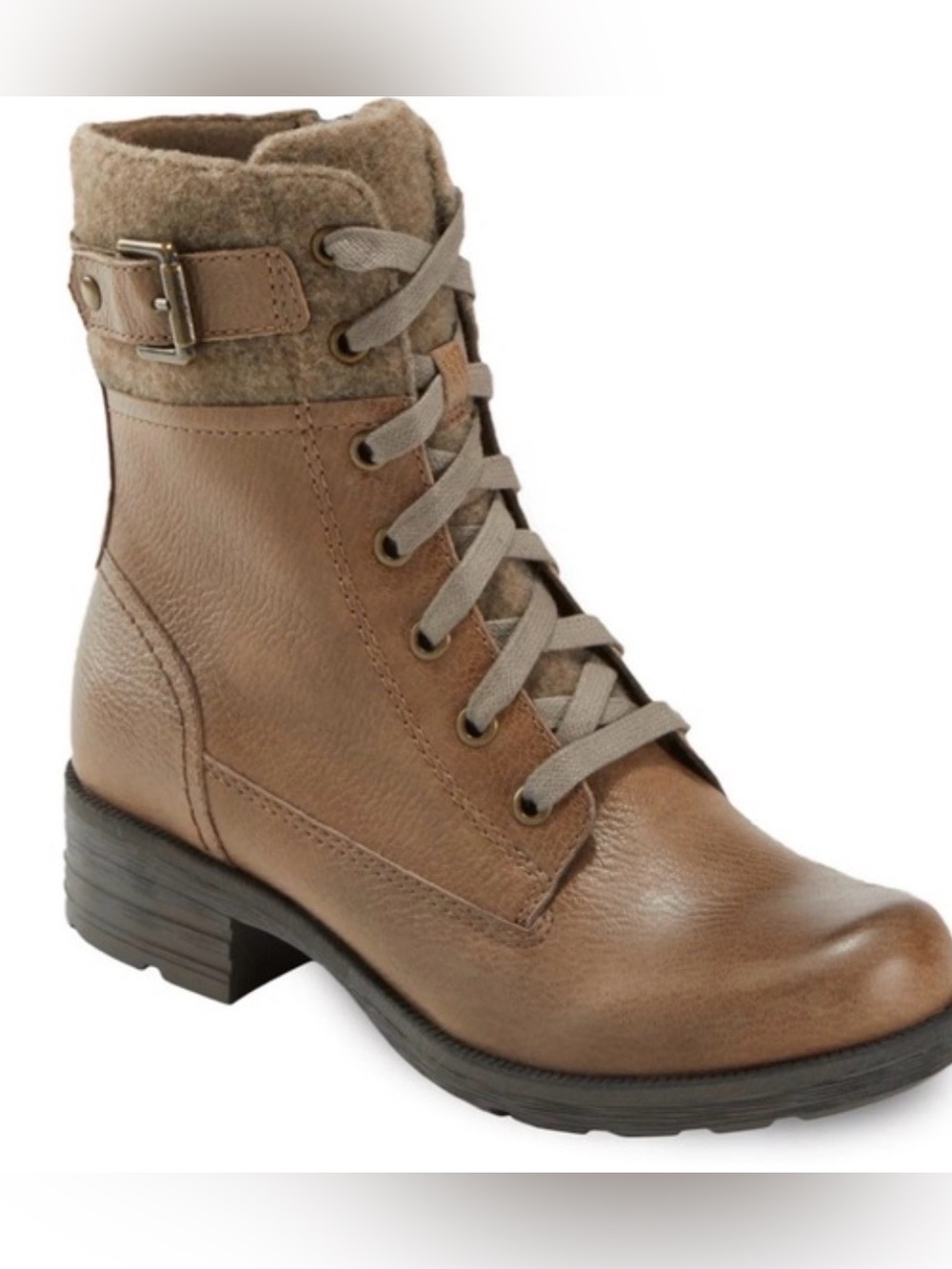 NWOB Earth Origins Randi Renee Brown Leather‎ Combat Style Boots Size 6.5